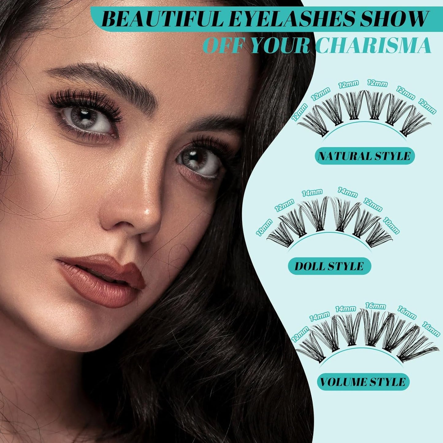 Lash Clusters Kit 320Pcs,40D Eyelash Extension Kit,Lash Bond and Seal Waterproof,Lash Remover for Individual Cluster Lashes Kit,Lash Applicator Tool for DIY Lash Extension Kit(D-Mix9-16mm Kit)