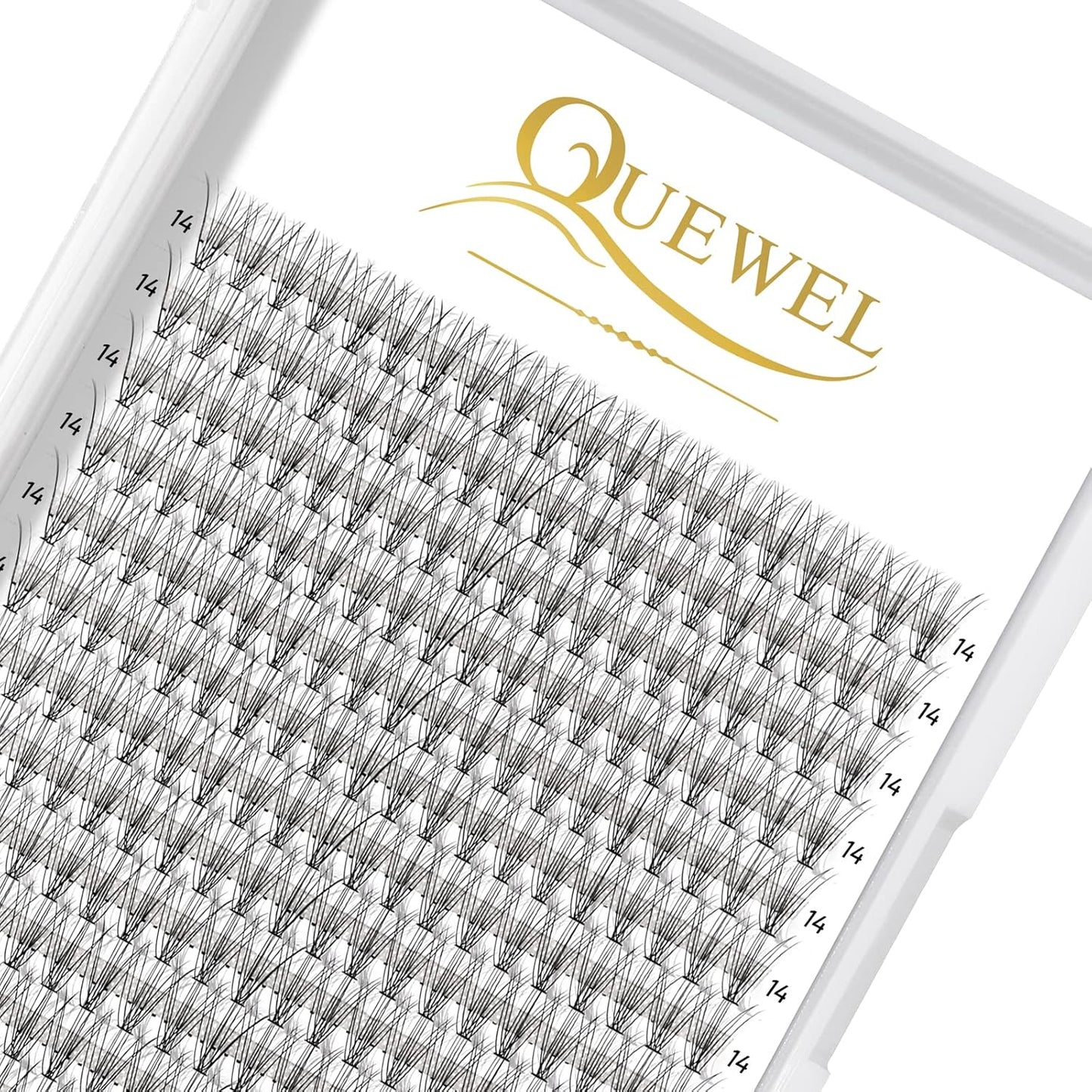 QUEWEL Cluster Lashes 240Pcs Individual Lashes 10D 0.10C Curl 14mm Knot-Free Lash Extensions Clusters Lashes Soft&Natural False Eyelashes Individual DIY Eyelash Extension at Home(10D 0.10C 14)