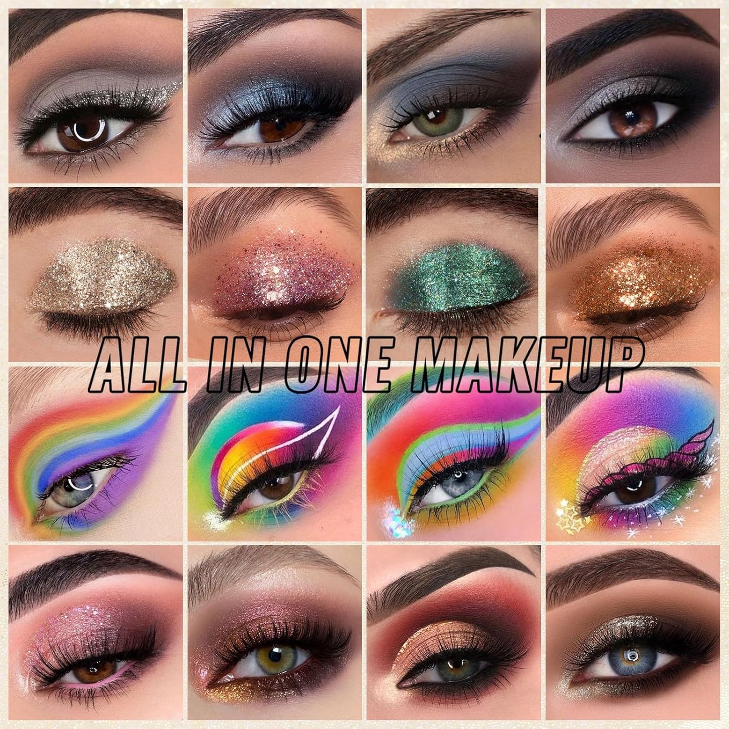 UCANBE Eyeshadow Palette with 15 Brushes Makeup Sets, Pigmented Eye Makeup Pallet Holiday Gift Set, Matte Smokey Rosy Neutral Glitter Eye Shadow Powder & Contour Highlight Blush All-in-One Make Up Kit