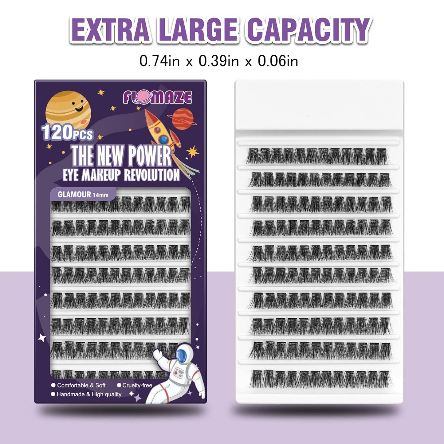 Lash Clusters 120 Clusters DIY Eyelash Extension Natural Look Lightweight Comfortable Handmade Reusable Individual Lashes False Eyelashes DIY at Home (Glamour-10mm)