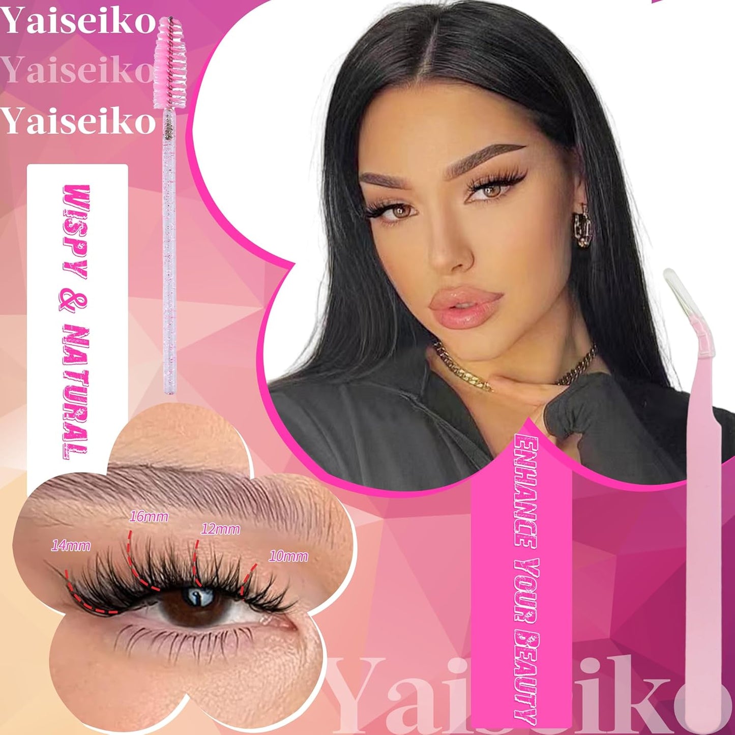 Self Adhesive Eyelashes Clusters Kit Lash Clusters DIY Eyelashes Pre Glued Lashes Extensions No Glue Needed lash Clusters D Curl Individual Lashes(A02,10-16mm,110Pcs)