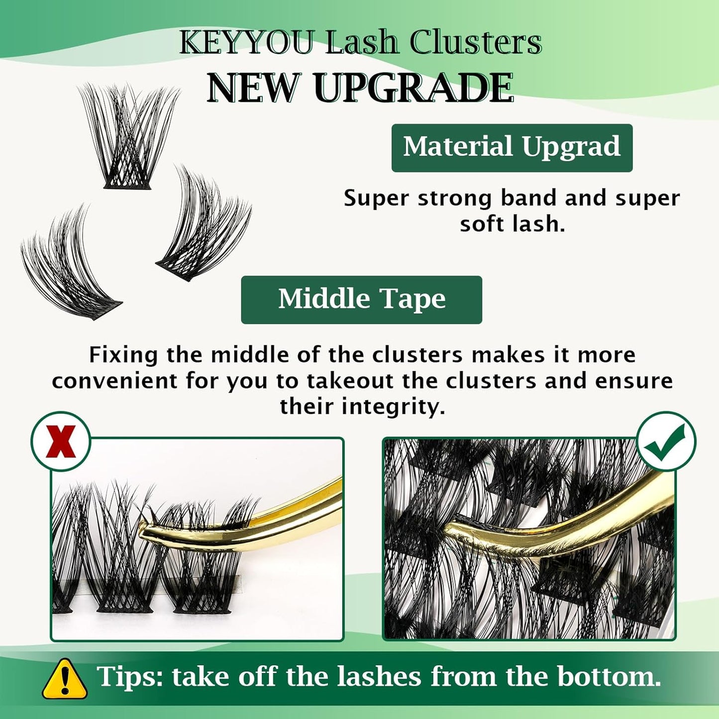 Lash Clusters 96pcs Individual Lashes D Curl 10mm Eyelash Clusters KEYYOU Volume Wispy Lash Extension Soft&Comfortable Easy DIY at Home(Y18,D-10mm)