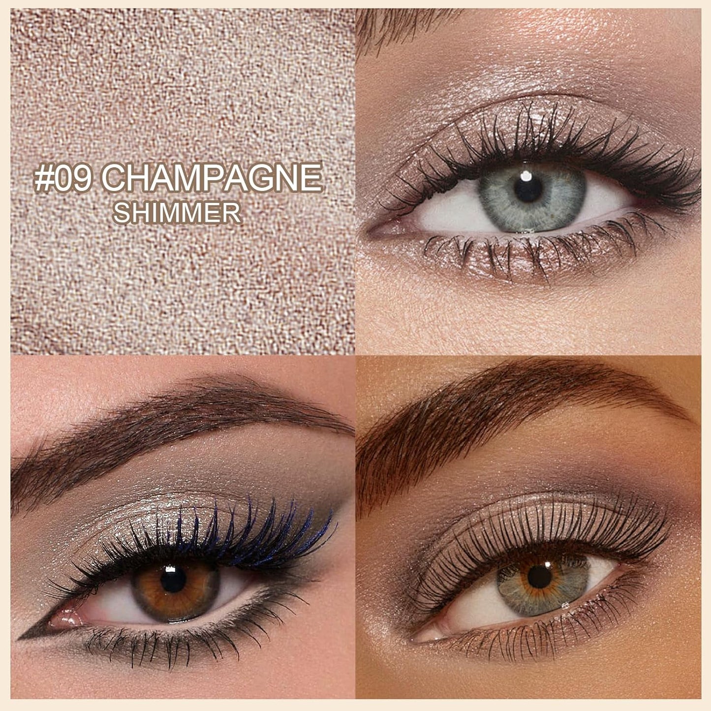 Erinde Waterproof Eyeshadow Stick, Cream Eye Shadow Stick, Long-Lasting, Crease-Proof, Cream to Powder Buildable & Blendable Eye Shadow Pencils Crayon, Vegan & Cruelty-Free, 09 Champagne