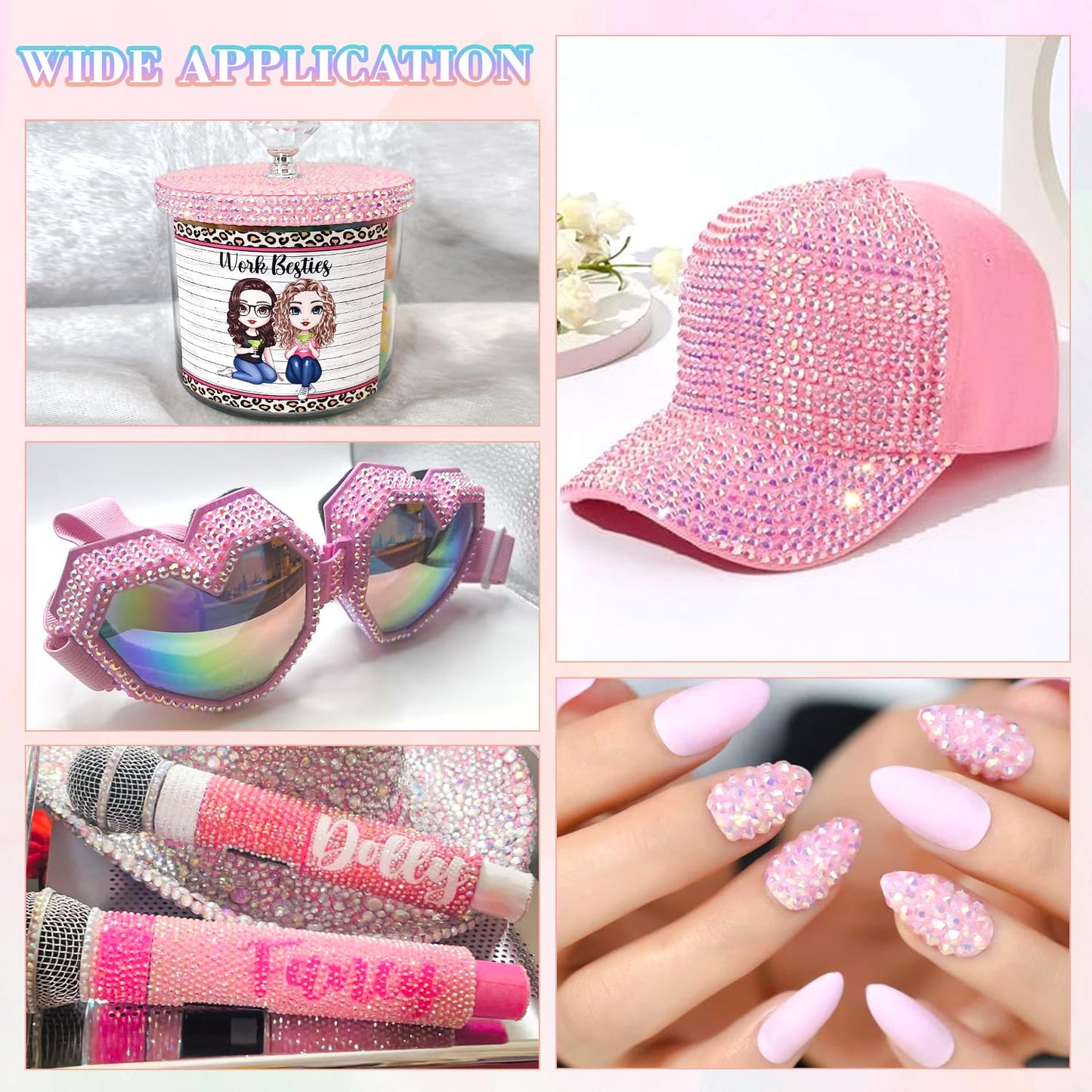 30000Pcs Resin Rhinestones for Bedazzling with 3Pcs B7000 Jewelry Glue, Light Pink AB Flatback Gems Rhinestones for Crafting, Clothing Tumblers Mugs Shoes Fabric Decor Nail Art