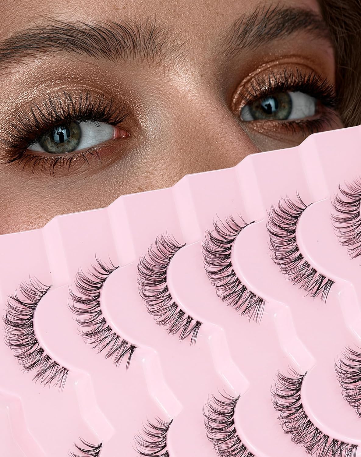 Short Strip Lashes Natural Eyelashes Wispy Lashes Fluffy Mink Lashes C Curl Eye Lashes Soft Small False Eyelashes Demi Wispies Eyelashes 7 Pairs