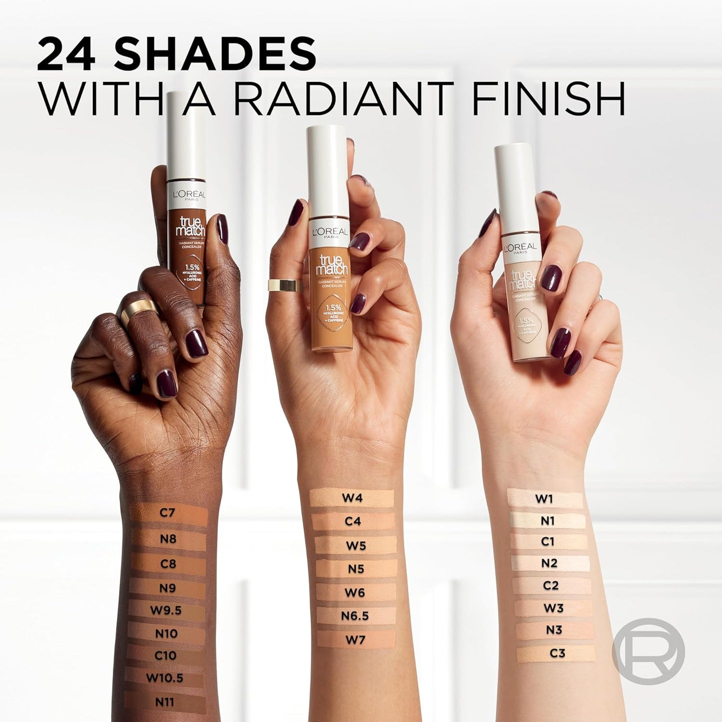 L’Oréal Paris True Match Radiant Serum Concealer, Brightening Under Eye Concealer Make Up with 1.5% Hyaluronic Acid and Caffeine, C3, 0.33 Oz