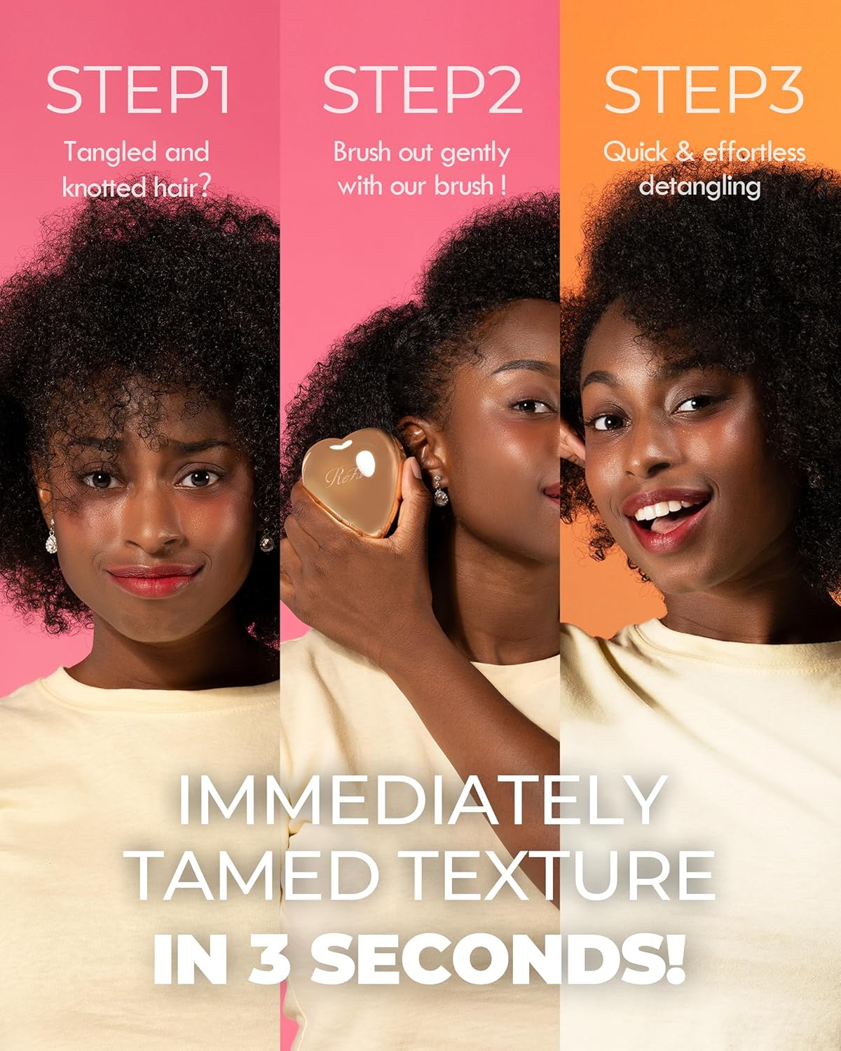 ReFa Heart Brush CHAMPAGNE GOLD | Heart Shaped Hair Brush for Women | No Tangle Hair Brush | Small Hair Brush for Thick Hair | Hair Detangler Hair Brush Travel Hair Brush