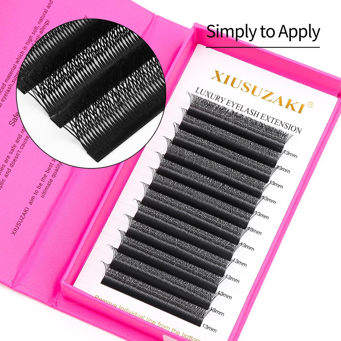 Lash Extensions Double Tips 3D Eyelash Extensions W Shape 0.07mm Thickness D Curl 12mm Premade Fans Easy Fan Volume Matte Black Crisscross Eyelashes(W-3D-Double Tips-0.07-D,12mm)