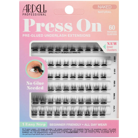 Ardell Press On Lashes Naked Natural – Pre Glued Lash Clusters for All-Day Wear, No Glue Needed, 60 Clusters