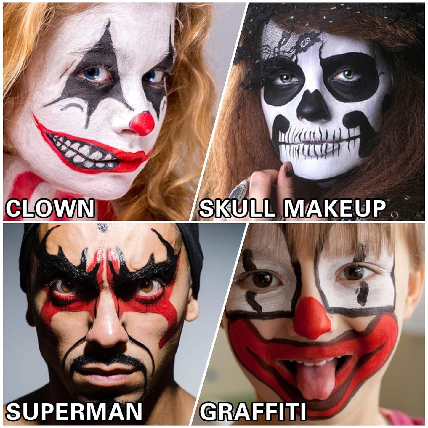 Black Face Body Paint Halloween Cosplay Clown Zombie Costume Sfx Makeup Professional Oil Based Cream Face Paint Palette for Adults and Kids