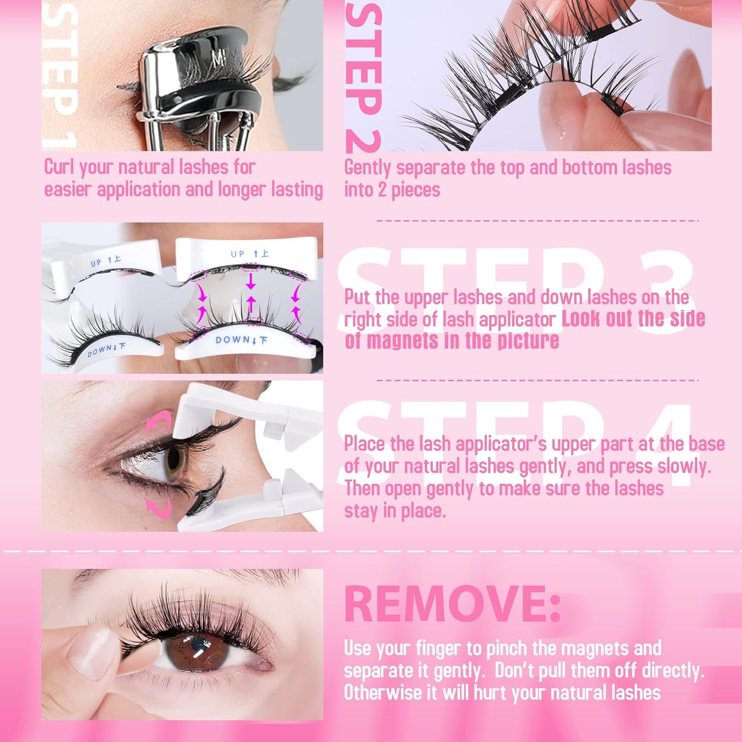 Natural Magnetic Eyelashes Wispy Magentic Lashes Reusable Clear Band Magnetic Eyelashes Kit with Applicator No Glue Needed Magnetic Lashes for All Day Comfort and Easy Wear and Remove by JIMIRE