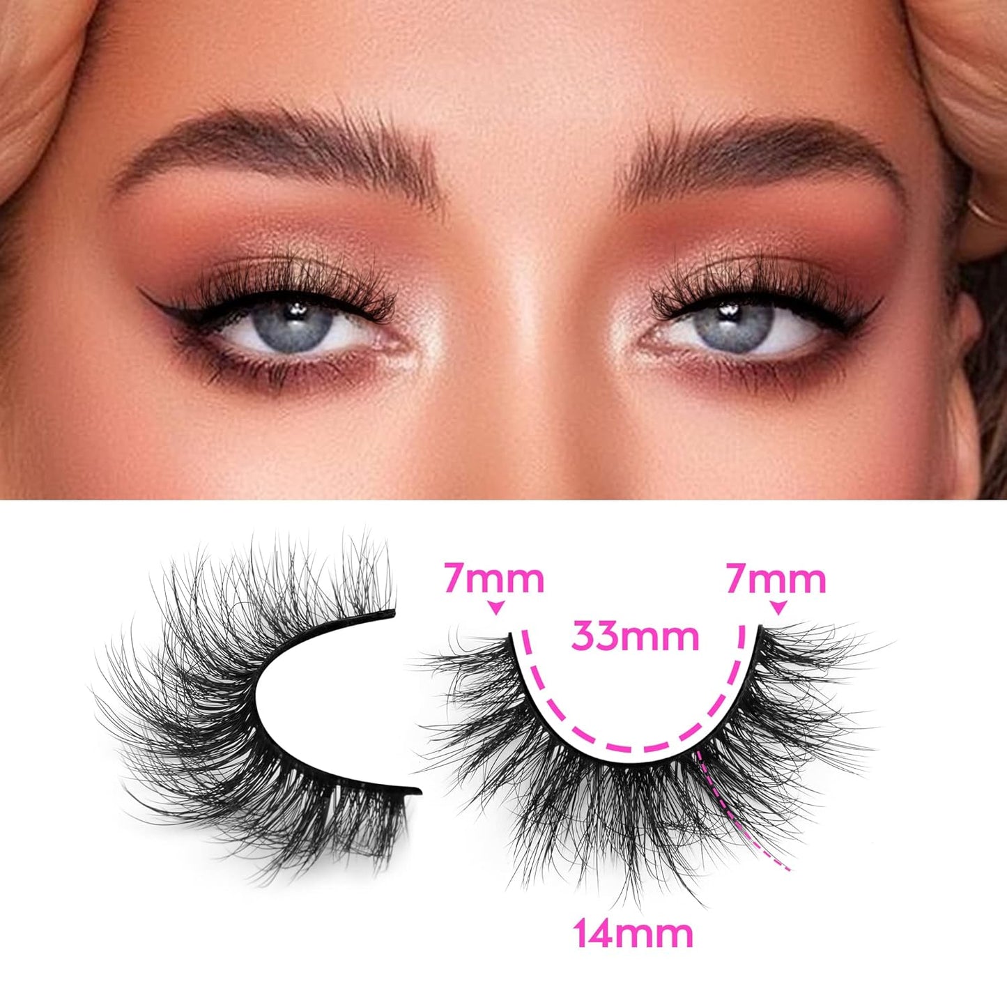 JIMIRE Faux Mink Lashes Wispy 14MM C-D Curl Lightweight Volume False Eyelashes Natural Look Like Eyelash Extensions 5 Pairs Pack