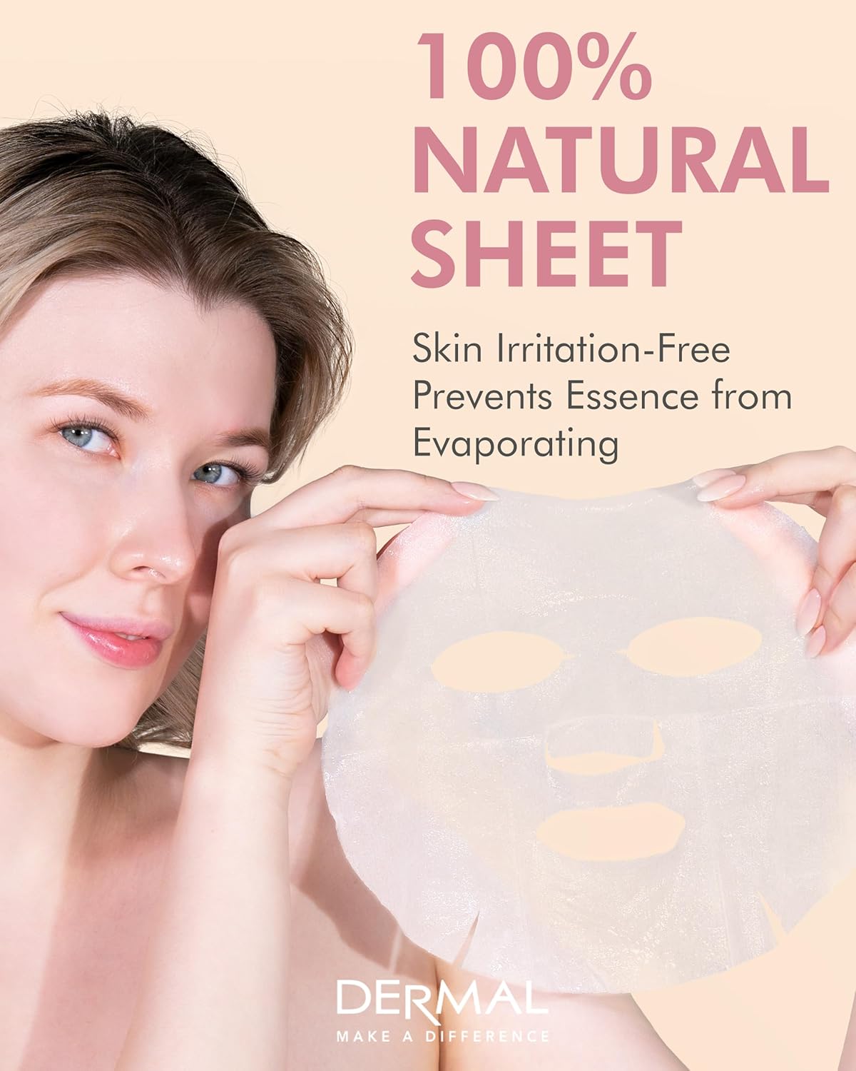 DERMAL Wine Collagen Essence Facial Mask Sheet 23g Pack of 10 - Moisturizing & Firming for Tired Skin, Relieves Skin Stress, Daily Skin Treatment Solution Sheet Mask