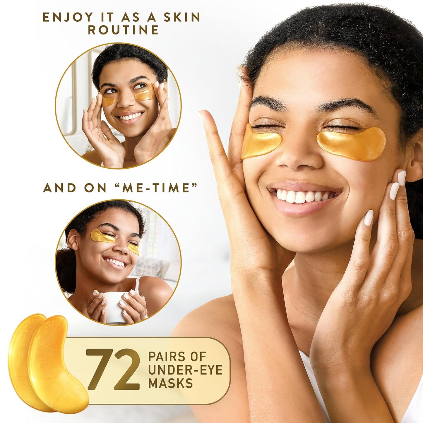 PatchRx 24K Gold Under Eye Patches for Puffy Eyes and Dark Circles with Pure Collagen, Eye Gel Pad Masks for Reducing Eye Bags, Puffy Dark Circles, Wrinkles, and Fine Lines- 72 Pairs