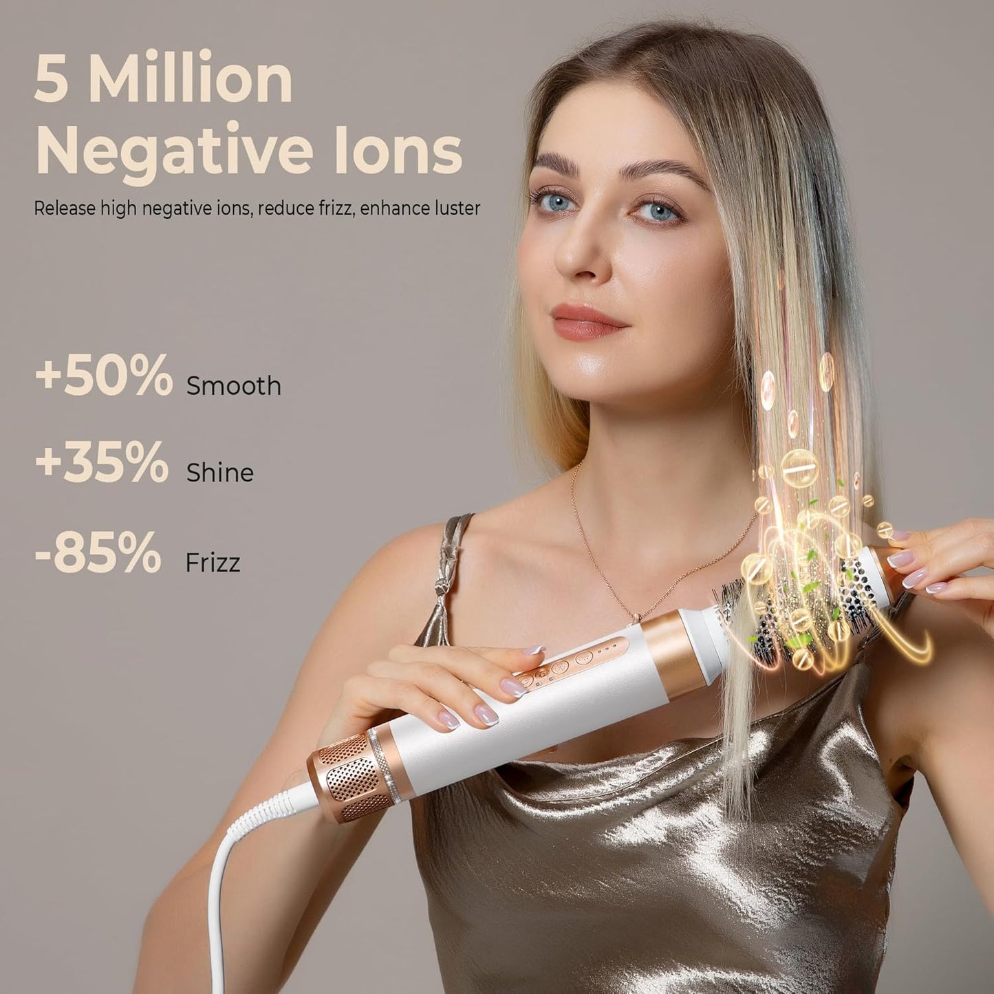 7 in ONE Hair Dryer Brush, Powerful Blow Dryer Brush with Auto- Wrap Curler, Detachable Fast Drying, Volumizing, Curling, Straightening, Ionic Hair Dryer with Diffuser, Hair Styling Tools 100-120V