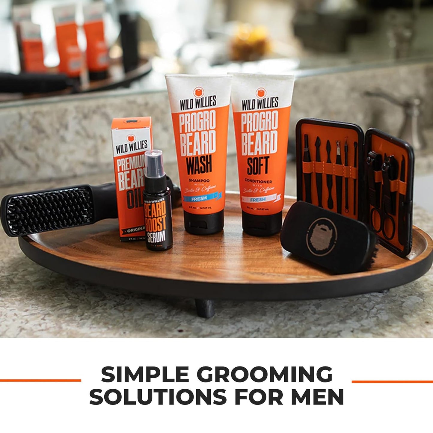 Wild Willies Beard Growth Kit - Capsules & Boost Serum - Natural Growth Oil With Biotin & Caffeine - Vitamins for Fuller, Thicker Beard - 60 Capsules - For Men