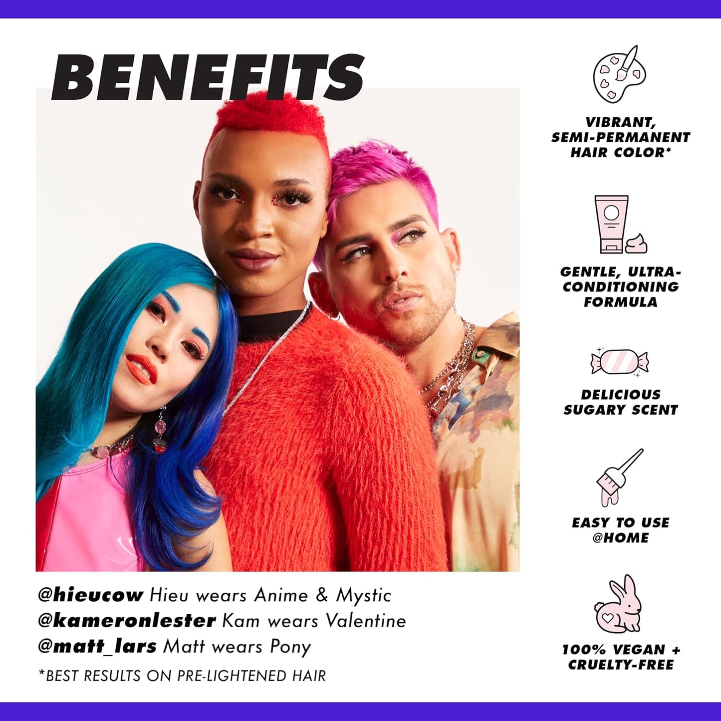Lime Crime Full Coverage Unicorn Hair Dye, Peri Dust - Damage-Free Semi-Permanent Hair Color Conditions & Moisturizes - Temporary Hair Tint Kit Has A Sugary Citrus Vanilla Scent - Vegan