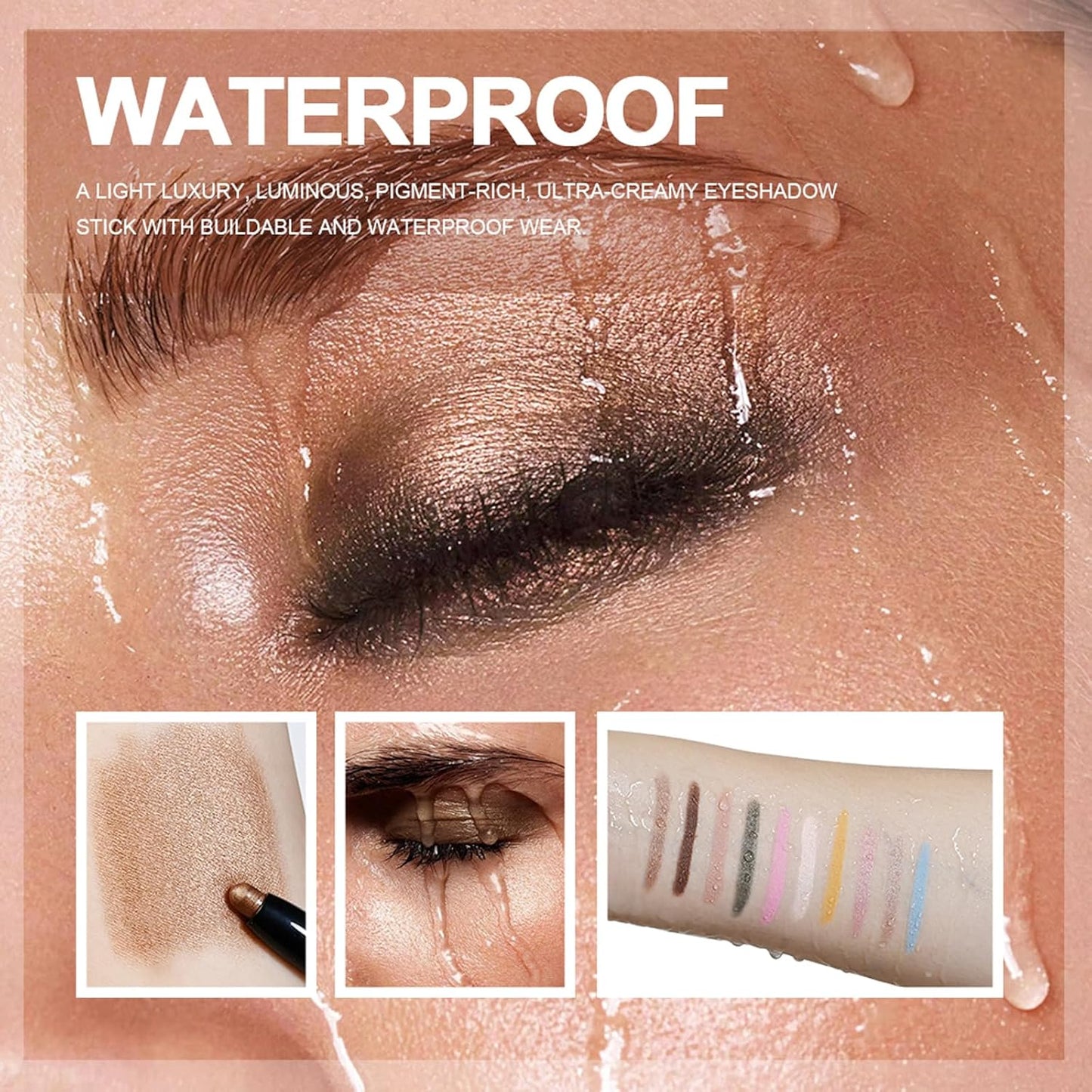 Eyeshadow Stick, Shimmer and Matte Cream Eye Shadow Brightener Sticks Eyeliner Pencil Crayon, Waterproof Long Lasting Eye Highlighter Stick Makeup,0.056 Oz(#1-Caramel)