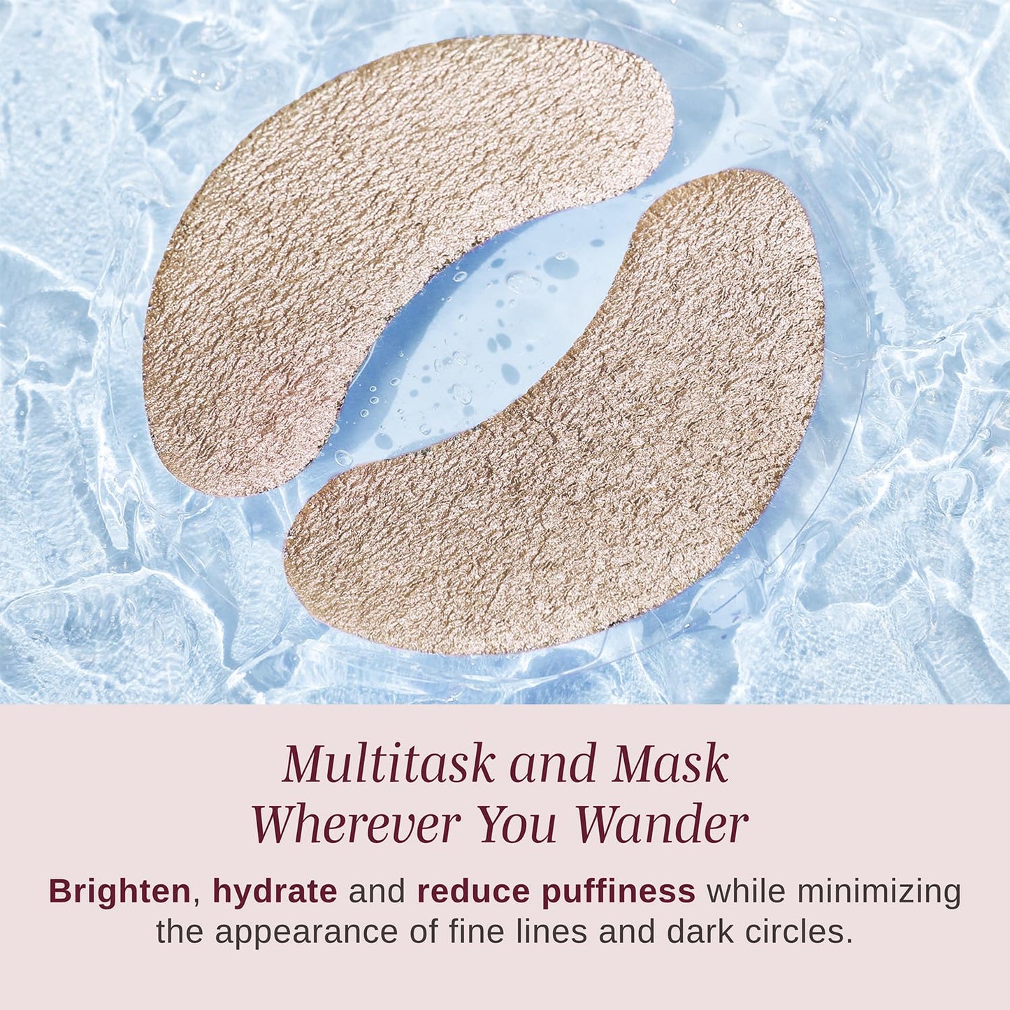 Wander Beauty Baggage Claim - Gold Foil Under Eye Patches For Dark Circles and Puffiness - Under Eye Mask Depuffs & Firms - Brightening Eye Mask for Under Eye Bags (6 Pairs)