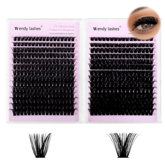 WENDY DIY D Curl Lash Clusters Book 468 Pcs Natural Look Individual Cluster Lashes Book Wispy-lashes Soft,80D+100D,28,10-18 mixed
