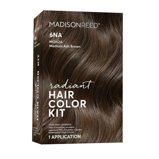 Madison Reed Radiant Hair Color Kit | 6NA Medium Ash Brown with Cool Smoky Undertones (Monza Brown) for 100% Gray Hair Coverage | Dimensional Permanent Hair Dye | PPD-Free & Ammonia-Free | 1 Pack