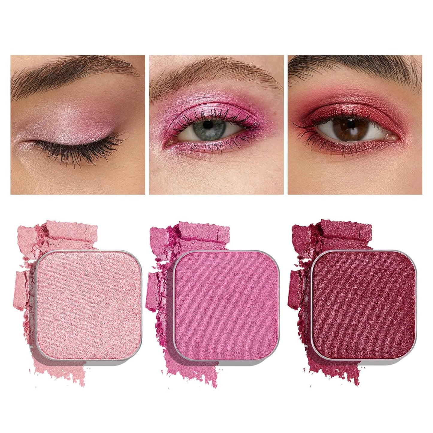 3-Color Eyeshadow Combo Pack – Matte & Shimmer Neutral Shades,Powder, Highly Pigmented, Long-Lasting, Refills Pans for Custom Magnetic Palette