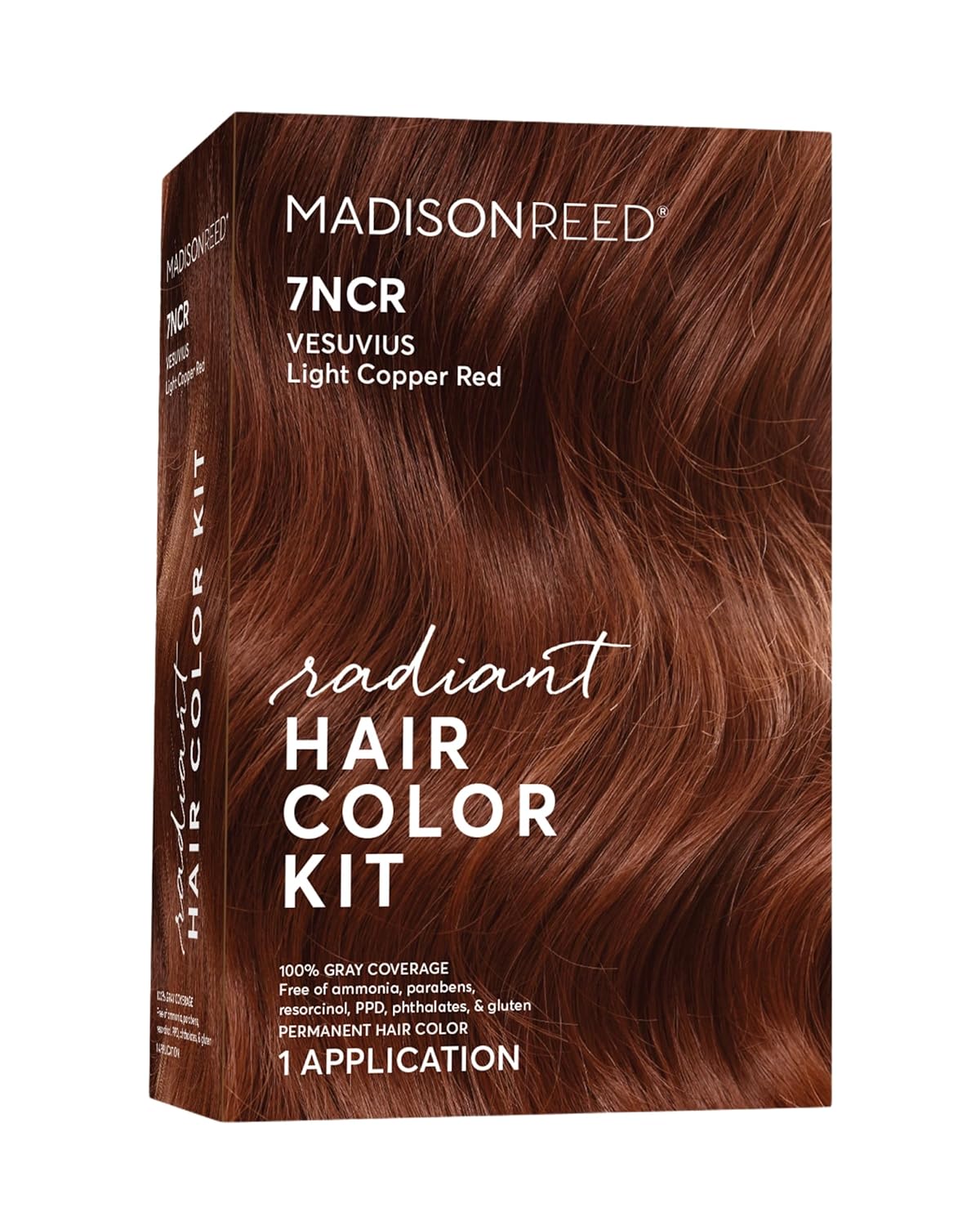 Madison Reed Radiant Hair Color Kit | 7NCR Light Copper Red (Vesuvius Red) for 100% Gray Hair Coverage | Dimensional Salon-Quality Permanent Hair Dye | PPD-Free & Ammonia-Free | 1 Pack
