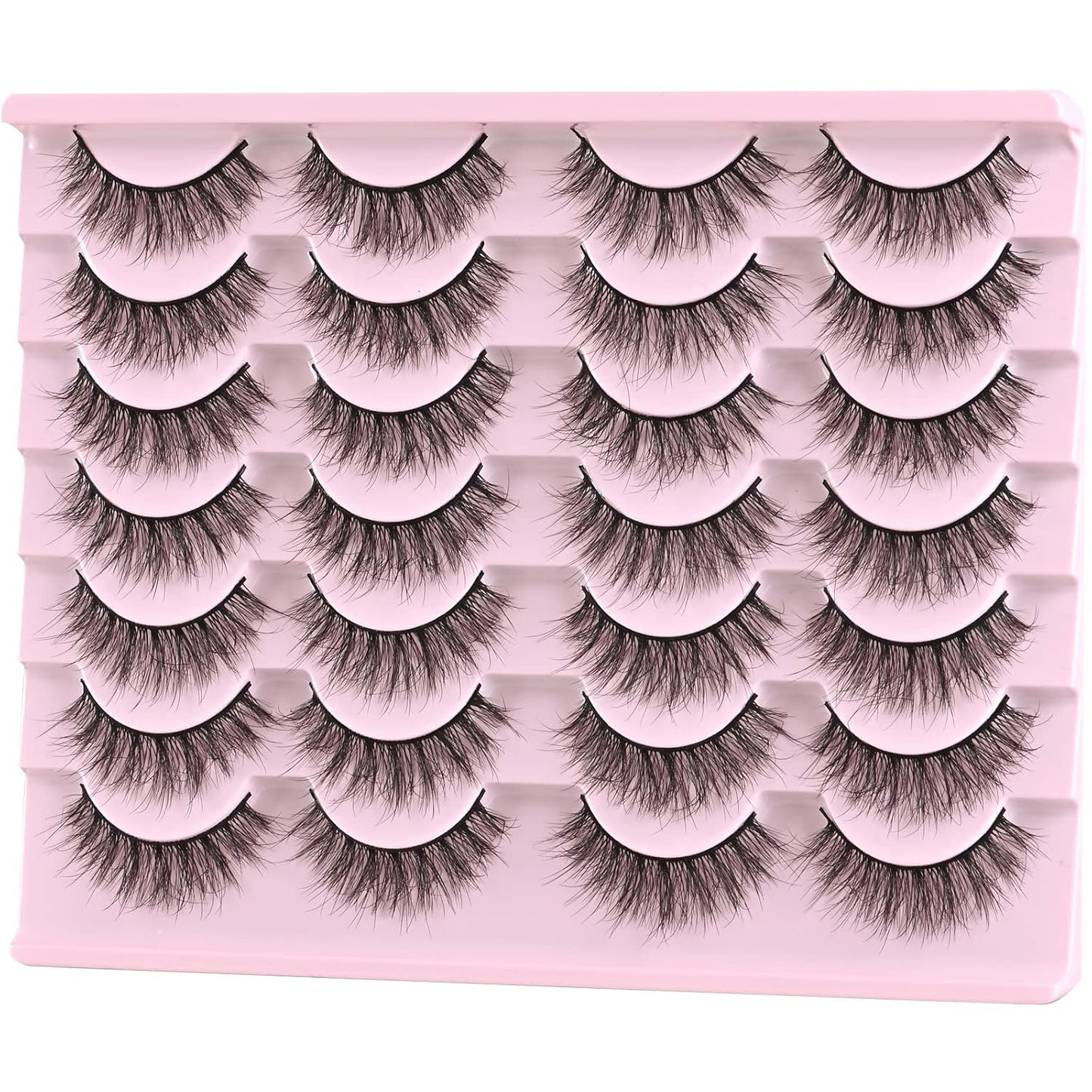 FARRED Natural Lashes Short Eyelashes Wispy False Mink Lash Pack 14 Pair Natural Look Fluffy Doll Eyelash Small Fake Strip Lashes Full Pestañas Sets for MUA and Beginners Daily Makeup (F5 | 8-15mm)