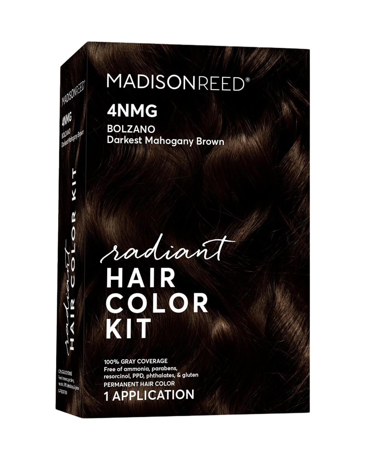Madison Reed Radiant Hair Color Kit | 4NMG Darkest Chocolate Brown with Warm Mahogany Tones (Bolzano) for 100% Gray Hair Coverage | Dimensional Permanent Hair Dye | PPD-Free & Ammonia-Free | 1 Pack