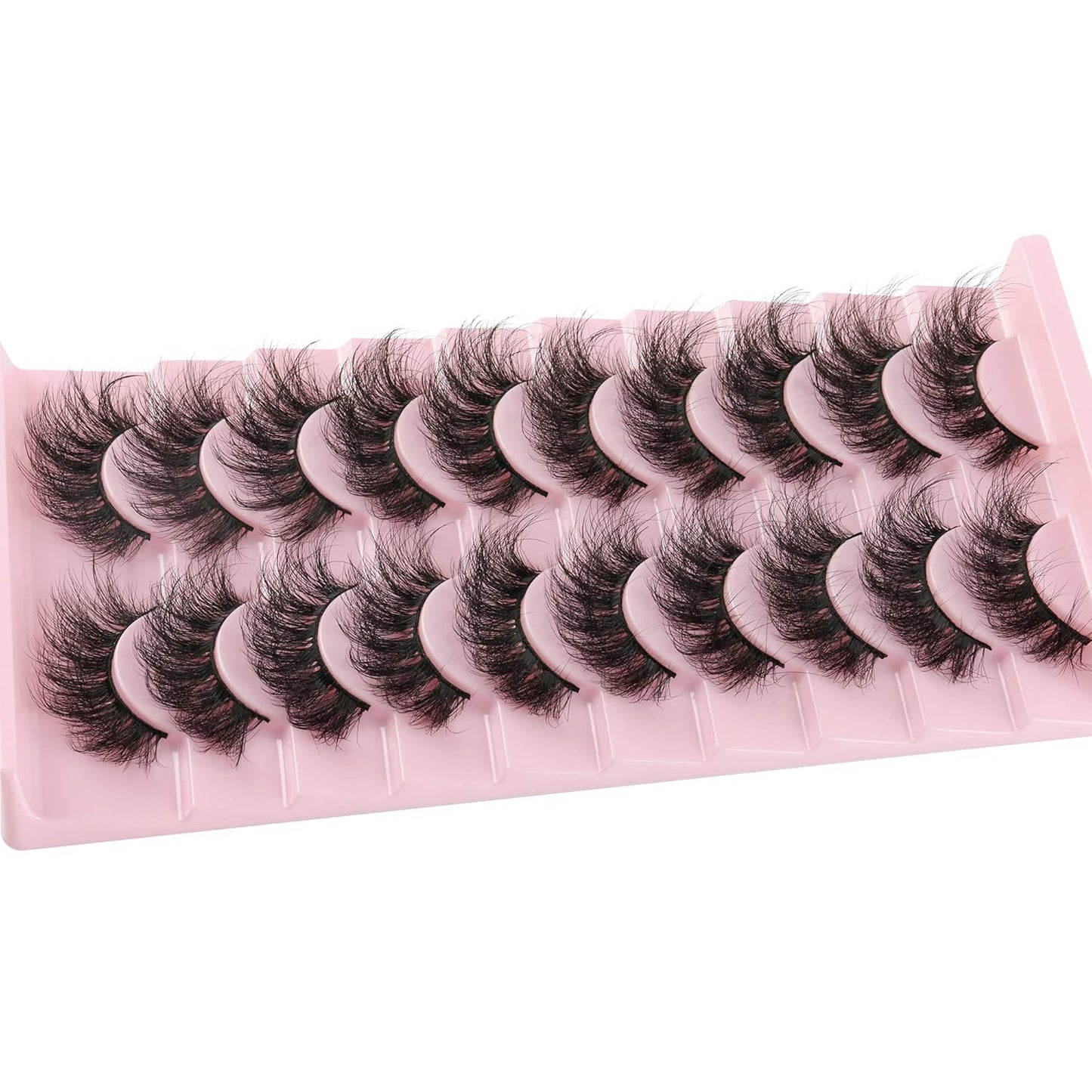FANXITON Mink Lashes False Eyelashes Dramatic Full Mink Lashes Wispy 19 MM Natural Look 3D Fake Eyelashes 10 Pairs Pack