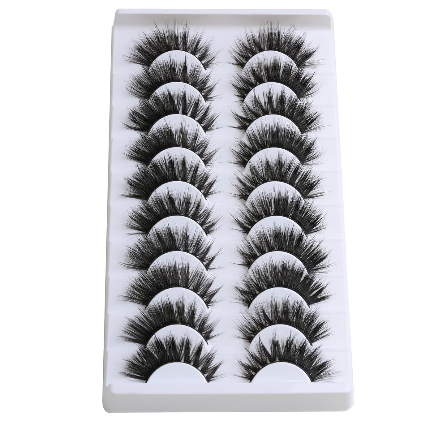 SUNWELL False Eyelashes 16mm Mink Lashes 8D Fluffy Cat Eye Faux Mink Lashes Strip Lashes Soft Reusable Luxury Volume Fake Eyelashes 10 Pairs Pack