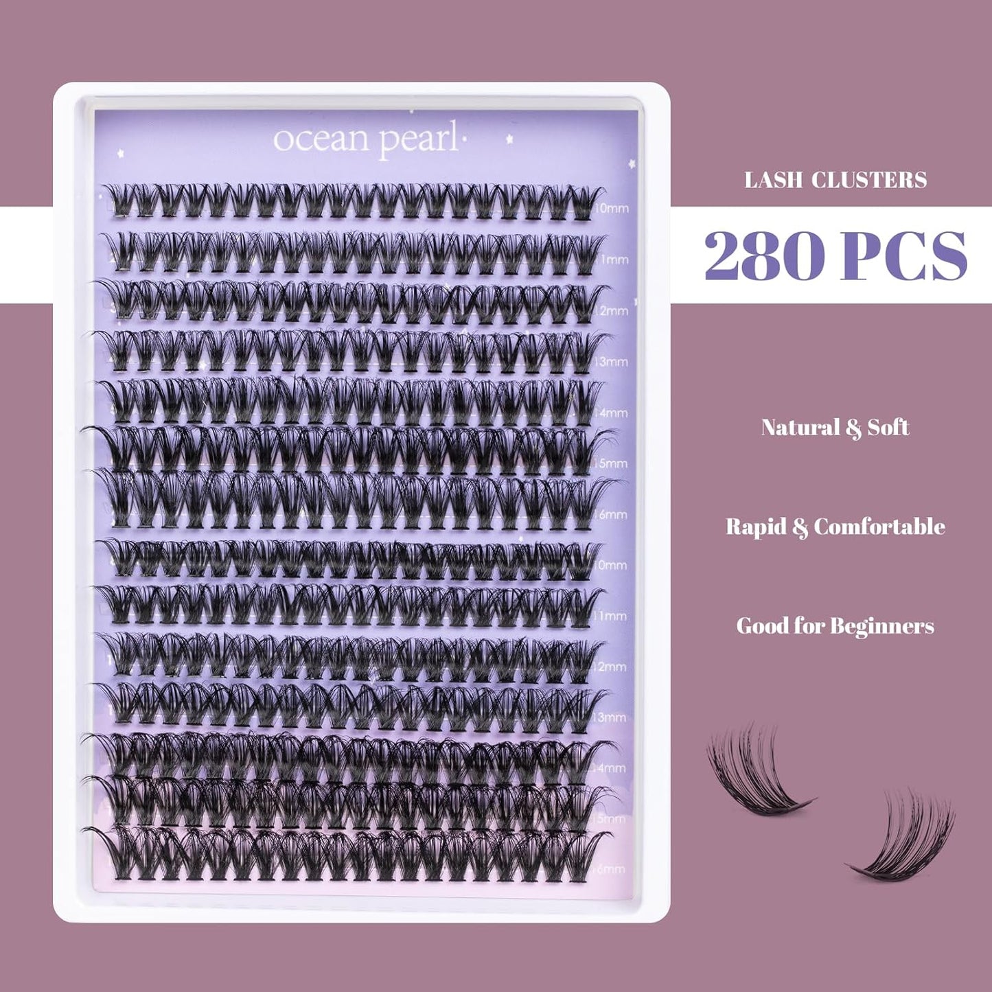 Lash Clusters Lash Extensions 280 Pcs Individual Lashes DIY Eyelash Extensions 10-16mm Length Mix 40D+50D Cluster Lashes Soft Natural for Makeup at Home - 40+50D