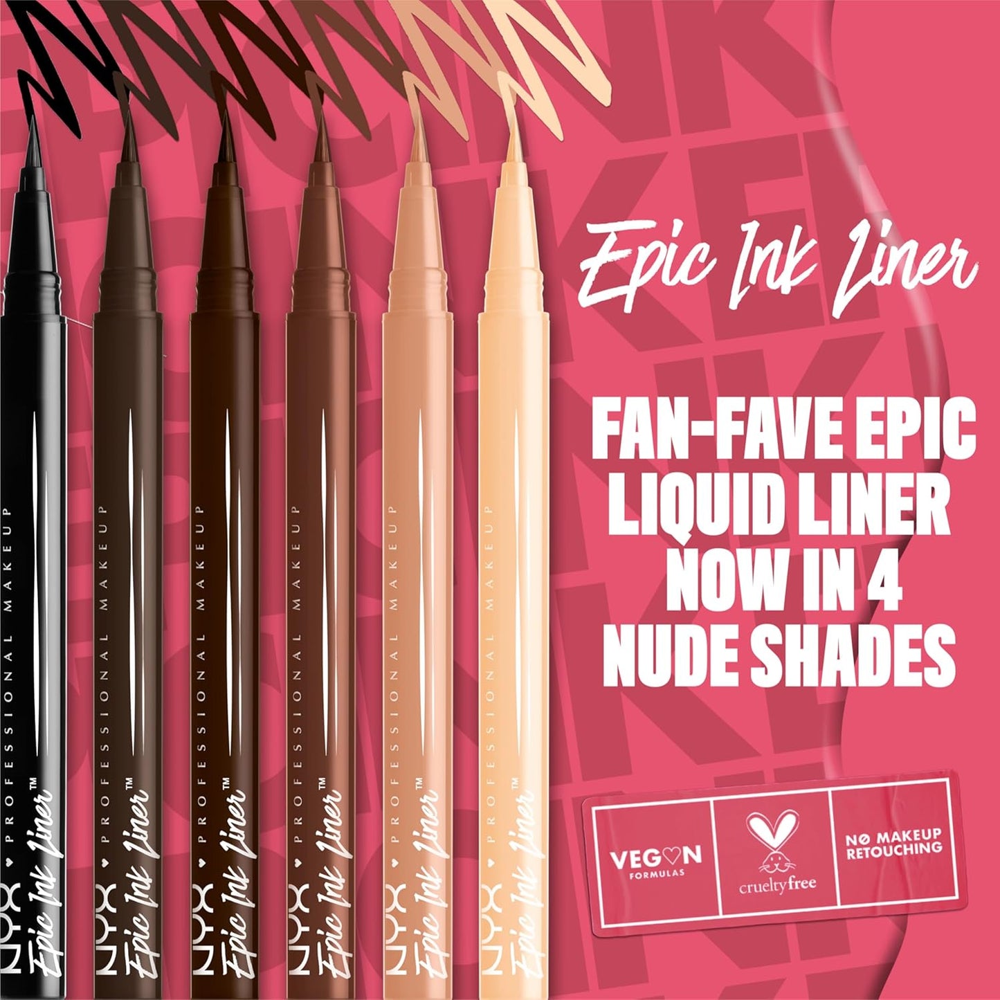 NYX PROFESSIONAL MAKEUP Epic Ink Liner, Waterproof Liquid Eyeliner with Vegan Formula - Graham Cracker (Light Brown Matte)