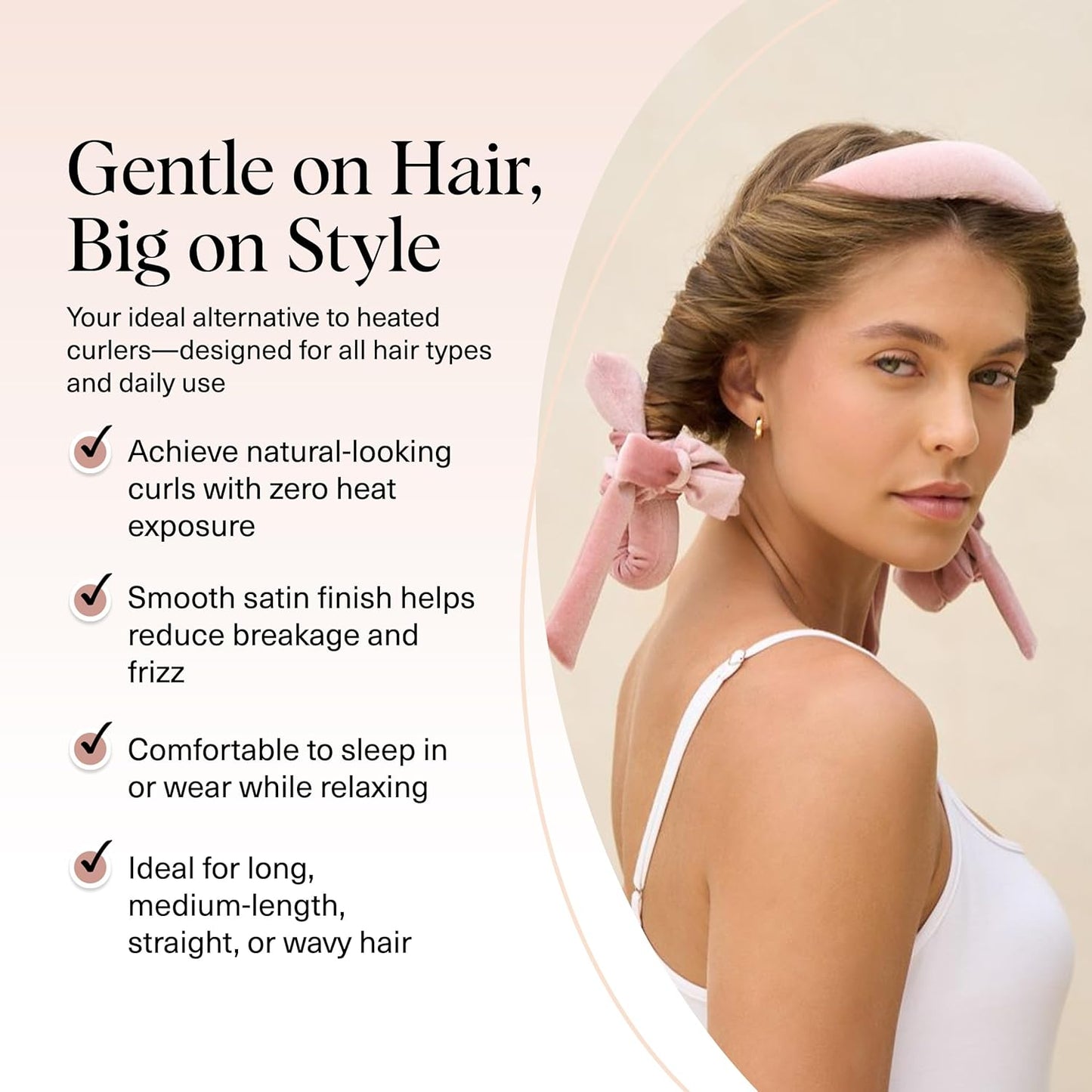 Kitsch Velvet Heatless Curling Set – Hair Curler to Sleep In for Heatless Curls Overnight - Heatless Hair Curler for Women – No Heat Damage Hair Styling Tool with 2 Velvet Scrunchies – Terracotta