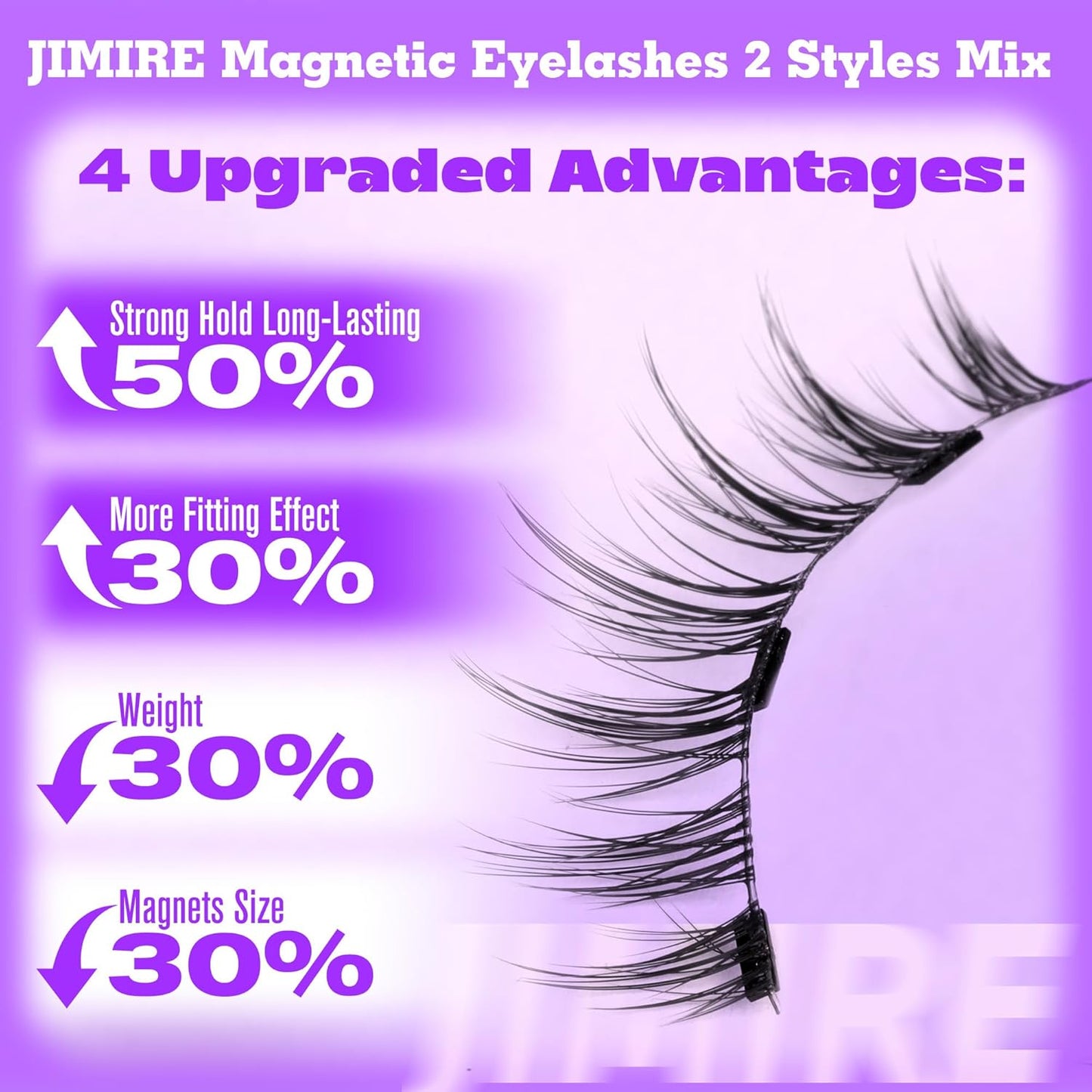 Magnetic Eyelashes with Applicator Wispy Magnetic Eyelashes Natural Look Reusable Press on Lashes without Eyeliner No Glue Needed Lashes 2 Styles Mix False Lashes by JIMIRE