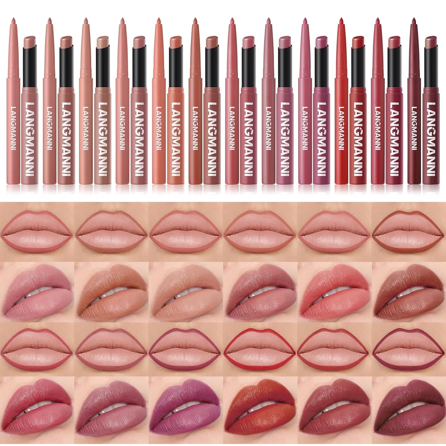 Jolilab 8Pcs Lip Set: 4 Colors Lip Liner+4 Colors Lipstick, Matte/Creamy,Smooth Creamy Texture,Long-Lasting,Bold/Nude Shades for Daily/Party, Vegan, Gift for Makeup Lovers.(#01+06+09+11)