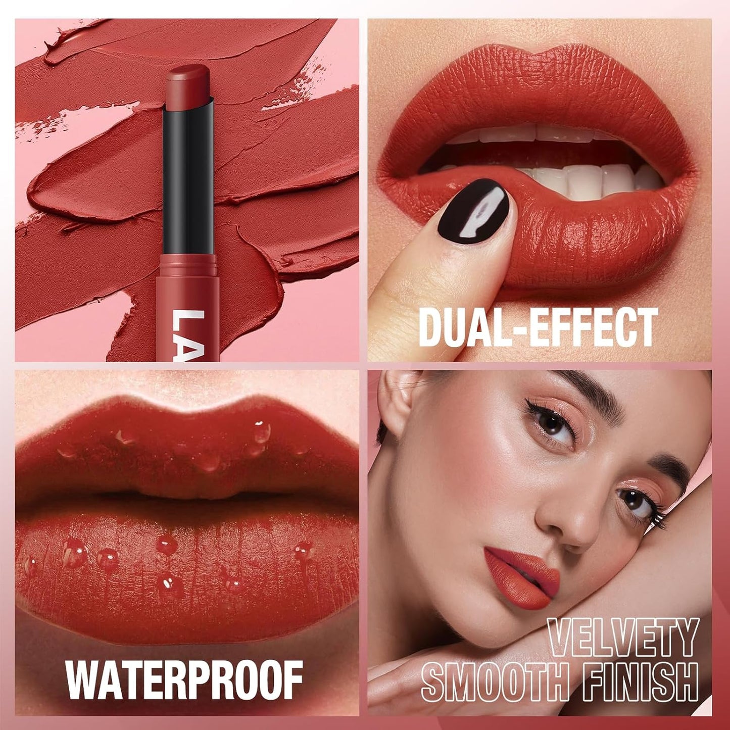 Jolilab 3Pcs Velvet Matte Lipstick Nude Matte Soft Dark Color Stick High Pigmented Long-Lasting Waterproof Lip Stick Lip Balm Beauty Cosmetics Gift for Girls and Women（07#+08#+09#