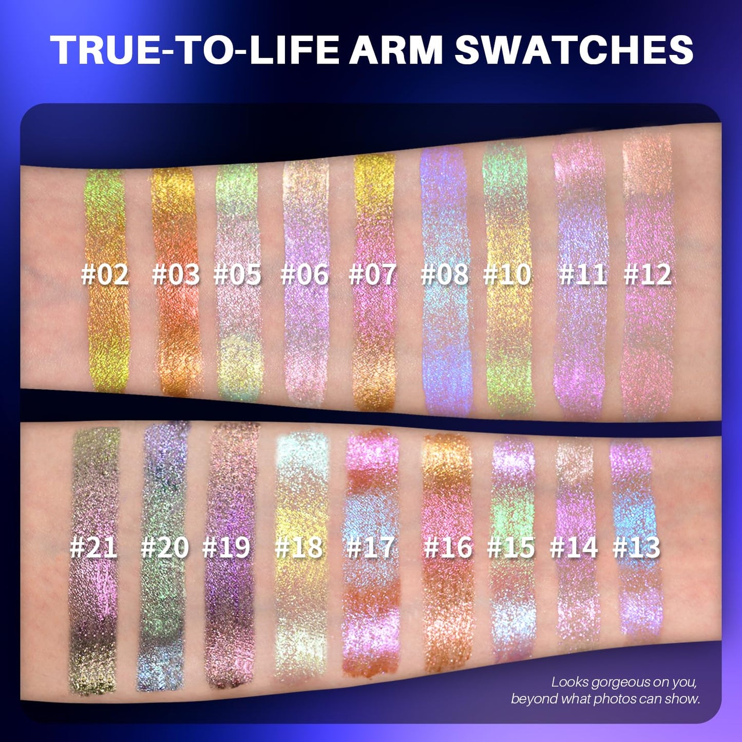 CHARMACY Liquid Duochrome Eyeshadow, Multi-Dimensional Eye Looks, Long Lasting Glitter Eye Shadow Sets Metallic Pigments, Quick Drying, Sparkling Shiny Eye Makeup for Beginners, 1.6g (#20)