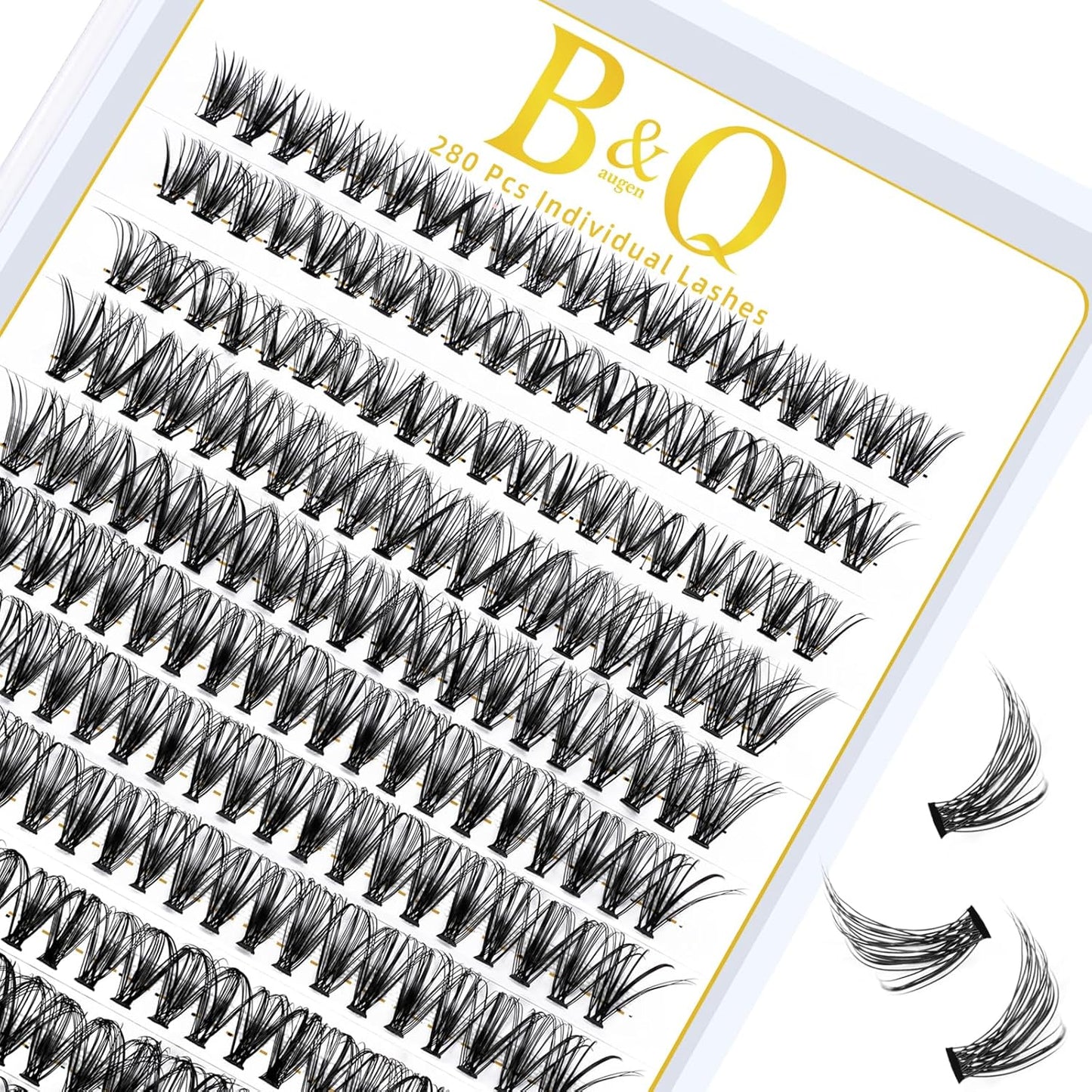 B&Qaugen Lash Clusters 30D-D-17 Individual Lashes 280 Clusters False Eyelash 10D 20D 30D 40D Lash Clusters Extensions Individual Lashes Cluster DIY Eyelash Extensions at Home (30D-D,17MM)