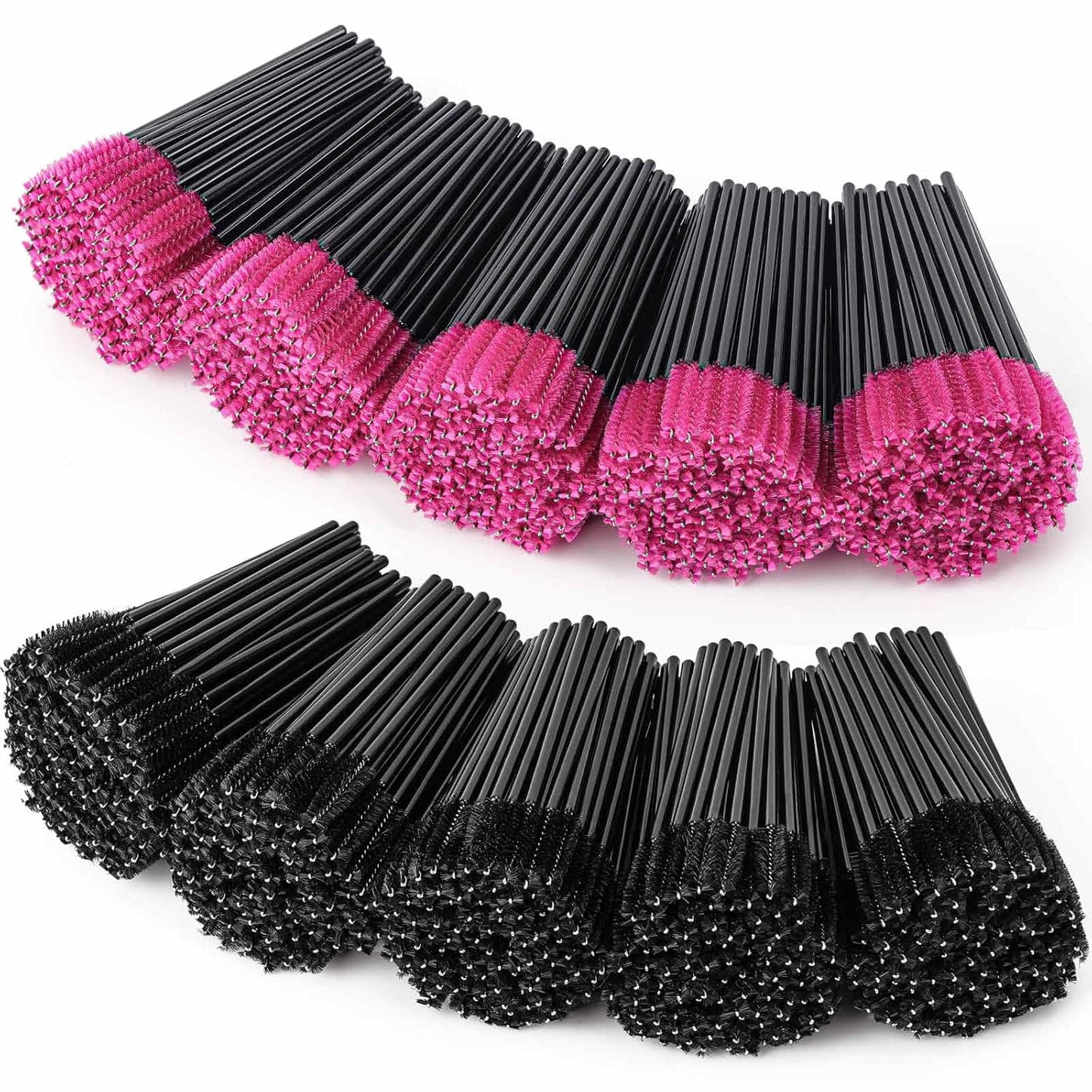 1000 Disposable Mascara Wands Eyelash Brushes Spoolies for Eyebrow Eye Lash Extension Black and Rose Red
