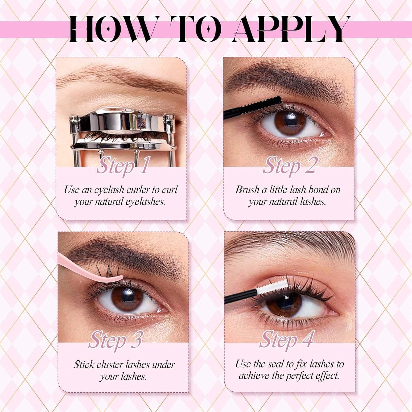 FADLASH Lash Extension DIY Kit Lash Clusters D Curl Cluster Lashes with Lash Bond and Seal Cluster Lashes Glue Remover Lash Tweezers for DIY Eyelash Extension at Home（Kit 40D+50D-0.07D-12-18MIX）