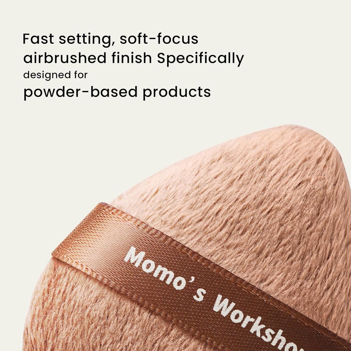 Momo's Workshop Long Fluffy Brown Egg-Shaped Powder Puff,Large Coverage, Even Powder Application, Soft Blurring Finish for Loose&Pressed Powder,Blush,Makeup Puff Applicator with Storage case,2pcs