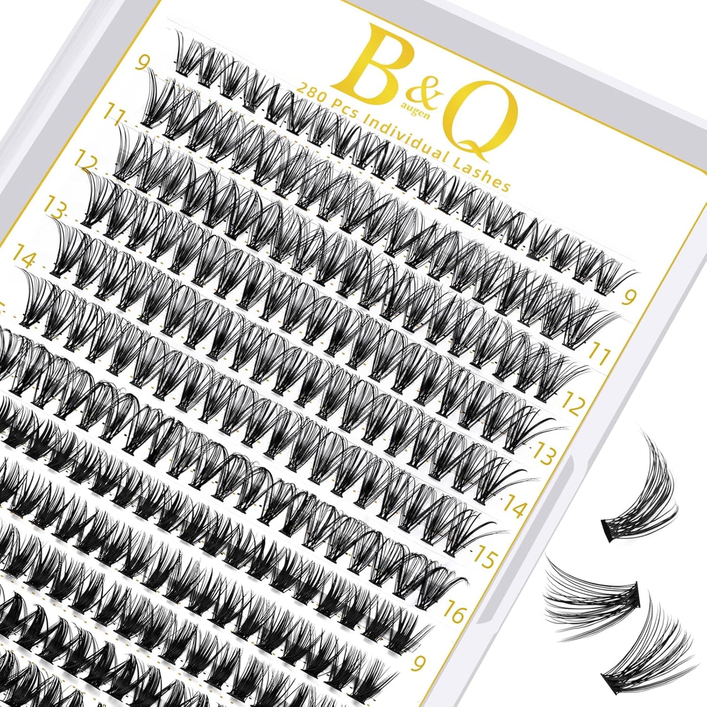 B&Qaugen Lash Clusters 30D 50D-D-9-16MIX LASH Individual Lashes 280 False Eyelash 9-16MIX Extensions Cluster DIY at Home (30D 50D,D-9-16MIX)