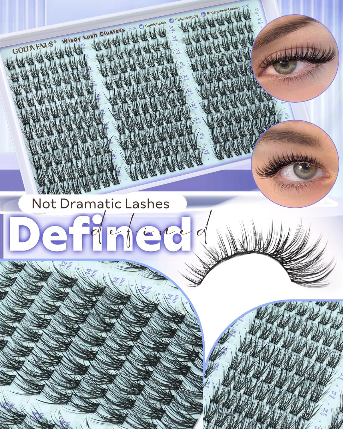 Wispy Lash Clusters Kit Eyelash Clusters Natural Cluster Eyelash Extensions Kit 10-16mm CC Curve Lash Extension Kit For DIY