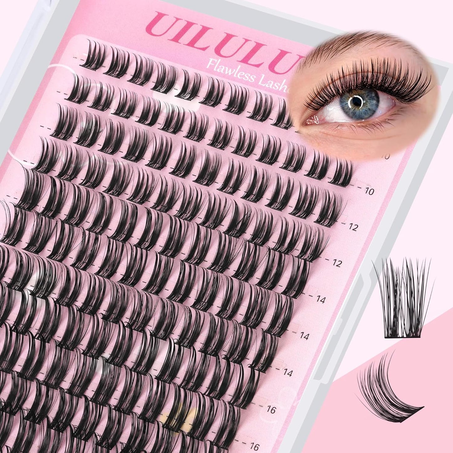Lashes Clusters D Curl Fluffy Lash Clusters 0.07D 10-18 MIX 144 Eyelashes Individual Lashes Clusters DIY Lash Extensions at Home False Lashes Wide Band Natural Eye Lash Clusters