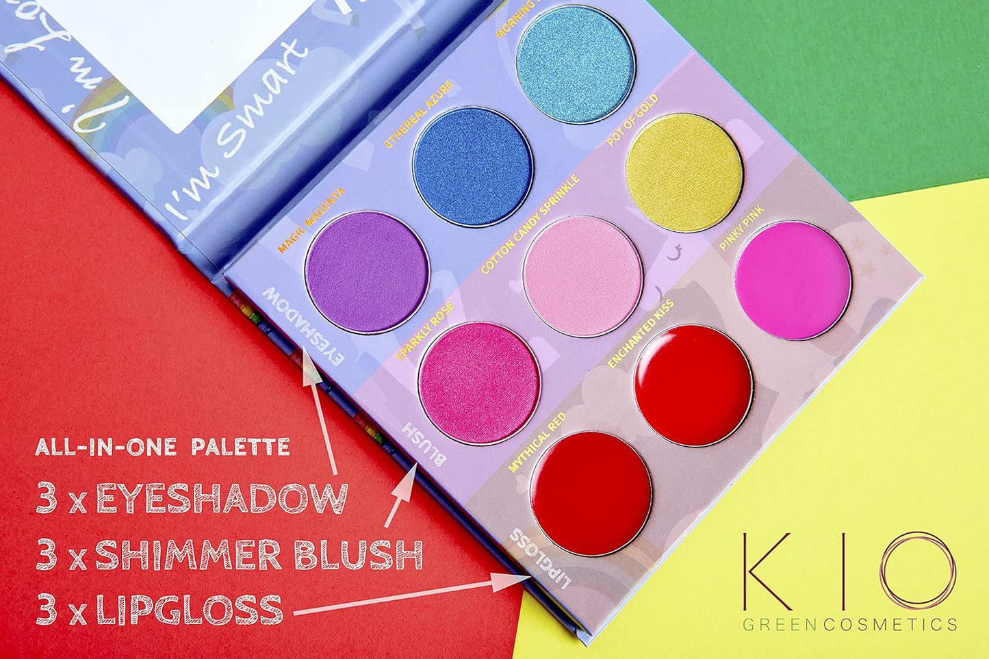 Unicorn All in One Makeup Palette With 9 Colors: 3 Eyeshadows 3 Shimmer Blush And 3 Lip-Gloss - "Amazon Exclusive" Natural Non Toxic kids girls teen pre-teen