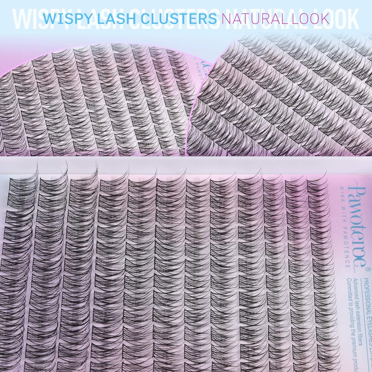 Pawotence Wispy Lash Clusters Natural Cluster Lashes Extension DIY Natural Eyelash Clusters Extension 10-16mm Individual Lashes False Eyelashes Wispy Soft Cluster Eyelash Extensions