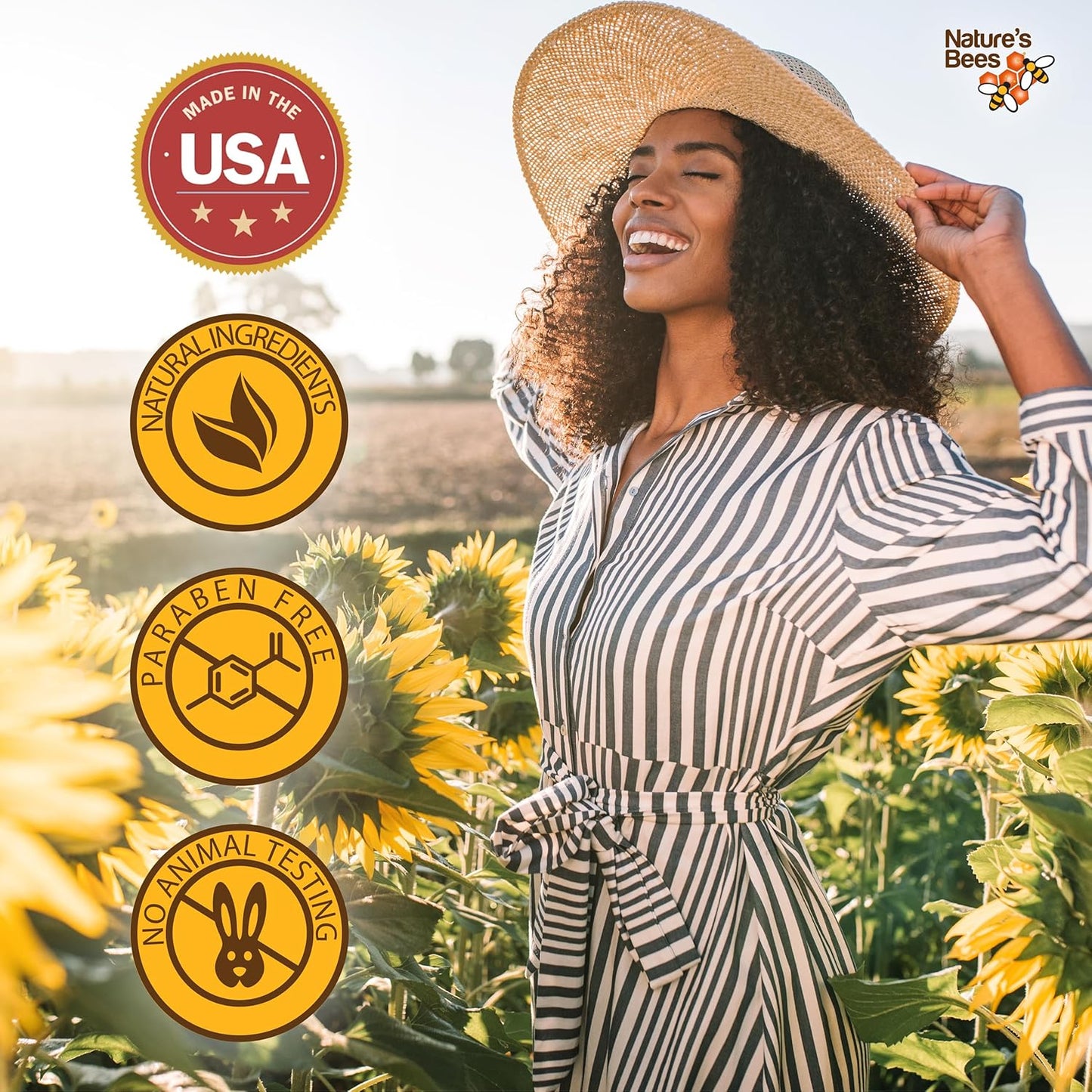 Nature's Bees Cocoa Butter Lip Balm Moisturizer, Shea Butter Flavor, Hydrating Lip Care for Dry Lips, Made in the USA with Coconut Oil, Beeswax, Vitamin E, and Aloe, 0.15 oz Each, 24 Pack