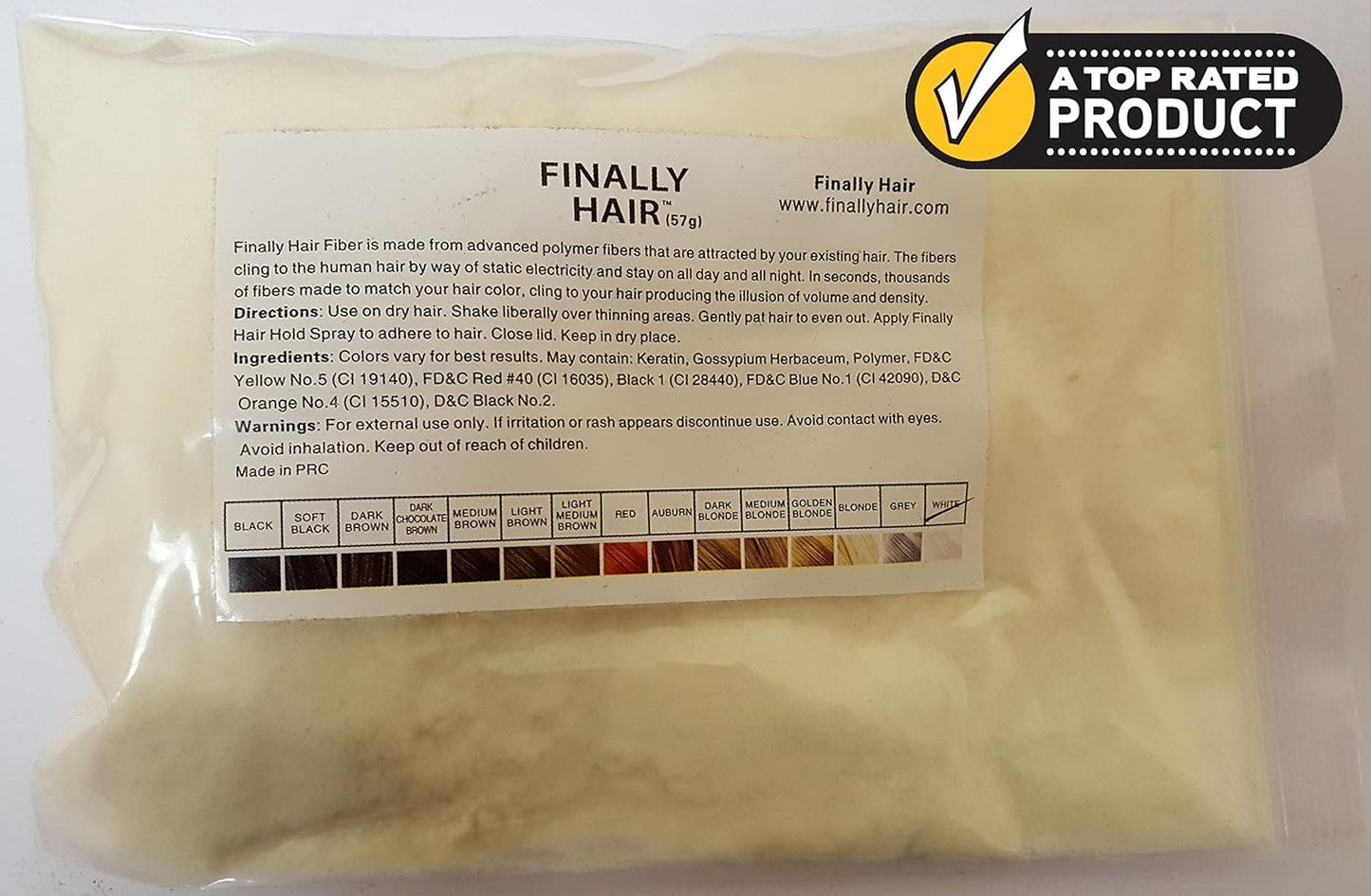 Hair Building Fibers - Off White 50 Gram Refill - Refill Your Existing Fiber Bottle. Hair Filler Fibers. Cover Grey Concealer by Finally Hair (50g 50gr 50gram 50 G Gr Off White)
