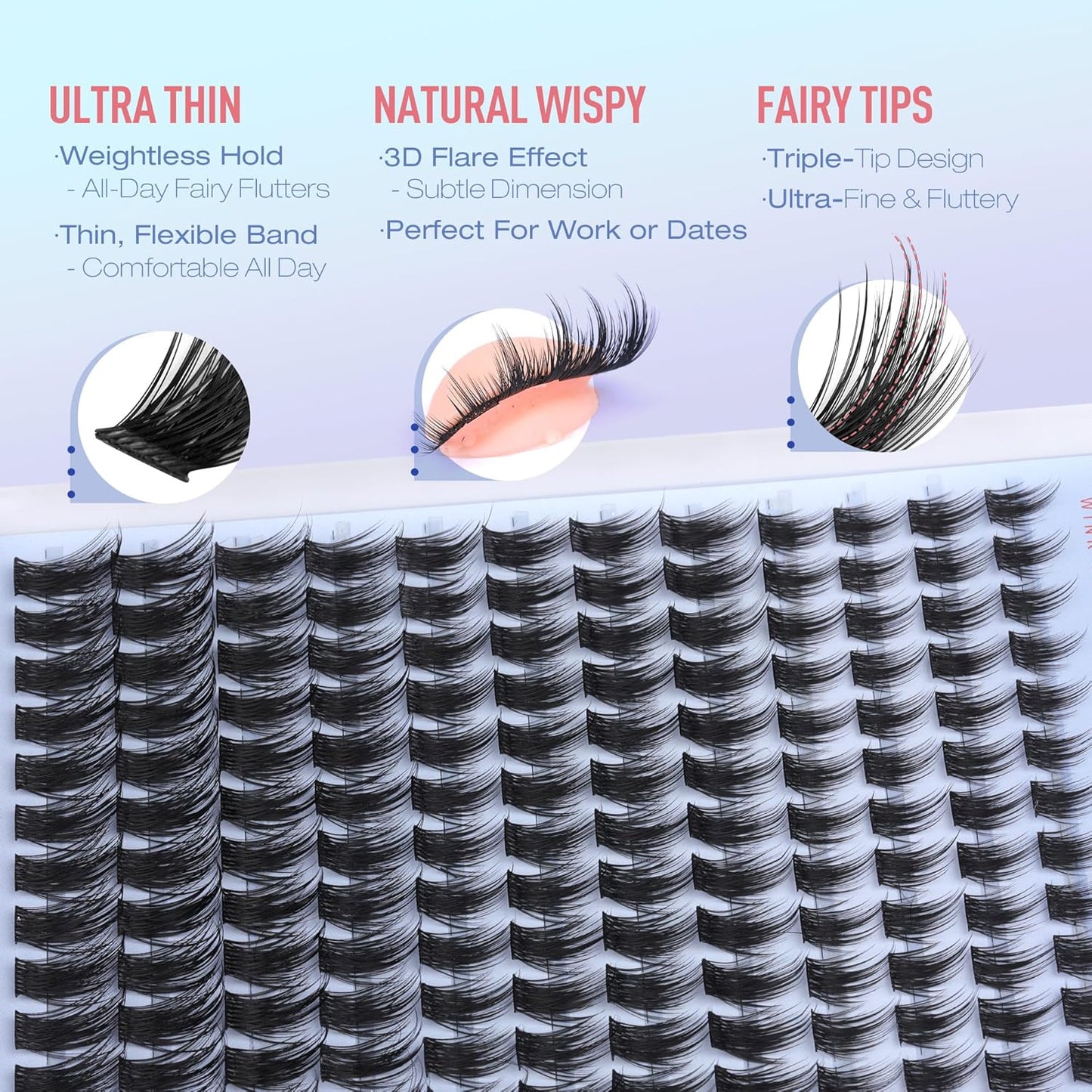 Pawotence Fairy Lash Clusters Manga Eyelash Clusters 10-18mm Wispy Lashes Cluster Eyelash Extensions 144pcs Anime Individual Cluster Lashes Wispy